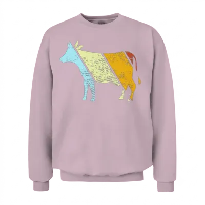 Cow Retro Unisex Sweatshirt - Light Pink