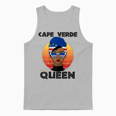 Cabo Verdian Queen African Queen Cabo Verde Flag Cabo Verde T-Shirt, White, Female X-Small Unisex Tank Top - Ash