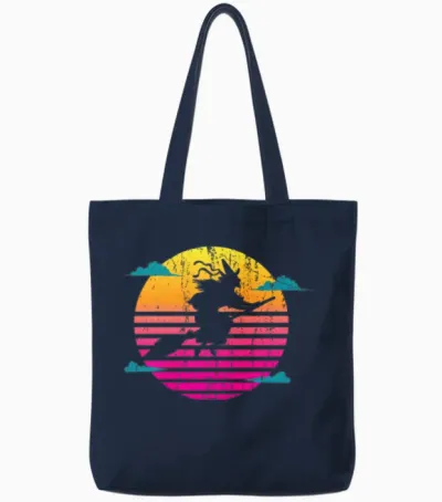 Retro Halloween Witch Tote Bags - Navy