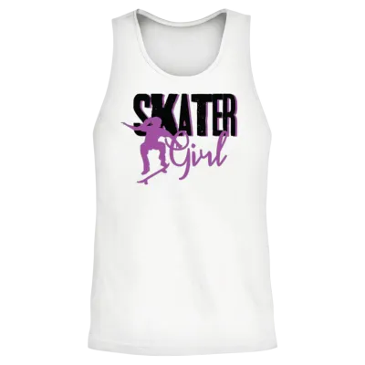 Skater Girl Skateboarding Unisex Tank Top - White