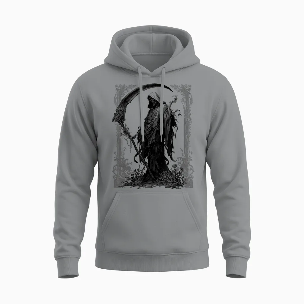 Grim Reaper Pastel Goth Occult Horror Gothic Aesthetic Unisex Hoodie in Sport Grey