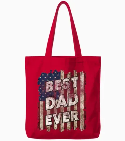 Father's Day Usa American Flag Best Dad Ever Tote Bags - Red