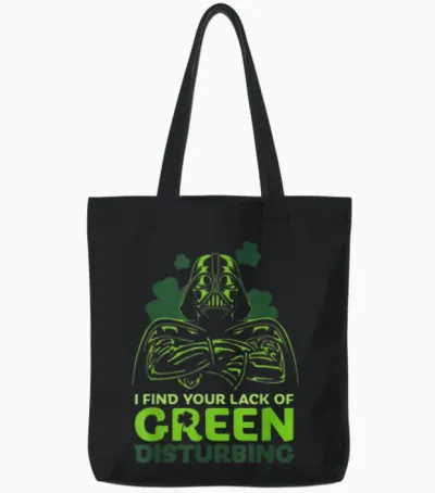 Star Wars a New Hope Holiday Darth Vader Green Clover Tote Bags - Black