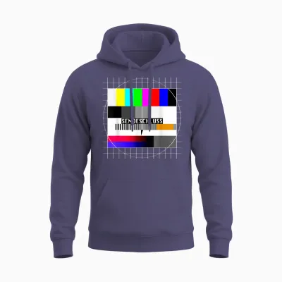 Test Image Sendeschluss 90s Party 80s Outfit Costume T-Shirt, Black Unisex Hoodie - Heather Sport Dark Navy