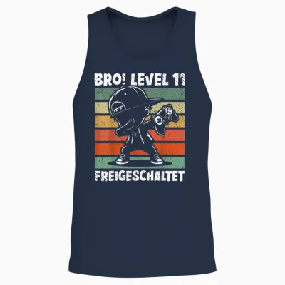 Bro! Level 11 Unlocked 11th Birthday Video Gamer Boy Unisex Tank Top - Navy