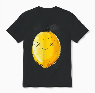 Gelbe Traurige Zitrone Mit Gesicht Unisex T-Shirt - Black