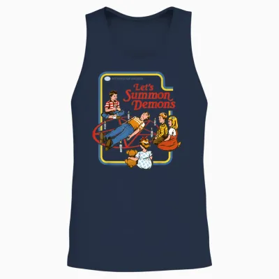 Lets Summon Demons Occult Retro Vintage Funny Adult Humor Unisex Tank Top - Navy
