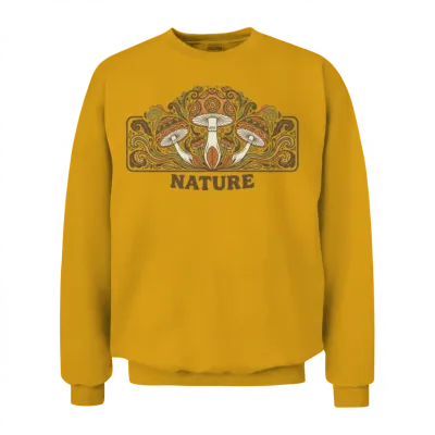 Retro Mushroom & Nature Pattern Guide Unisex Sweatshirt - Gold