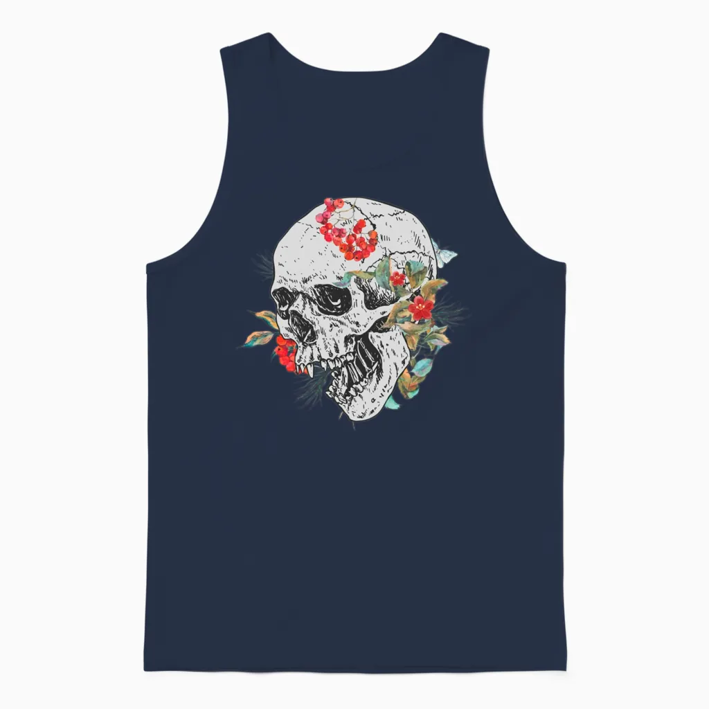 Bones and Botany Retro Look Unisex Tank Top in Navy