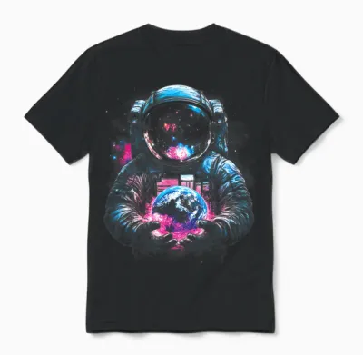 Astronaut Planet Earth Outer Space Galaxy Universe Science Unisex T-Shirt - Black