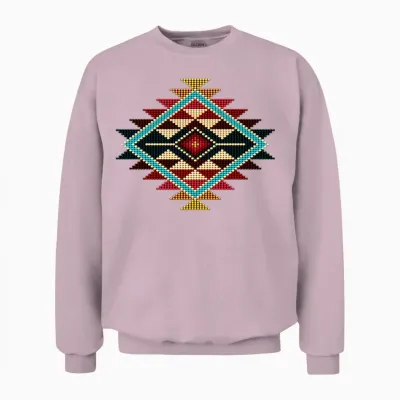 Native Beaded Sunburst 01 Unisex Sweatshirt - Light Pink