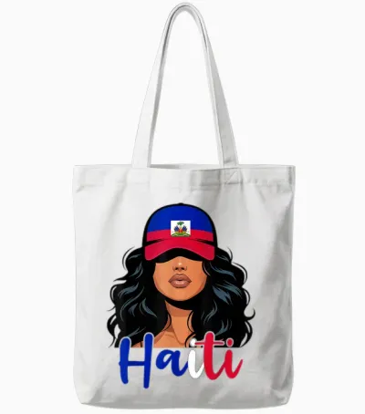 Flag Haitian Girl Haiti Proud Haitian Women Haiti Tote Bags - White