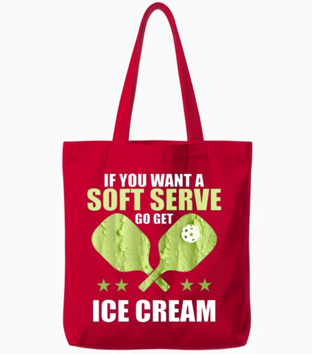 Funny Pickleball T-Shirt - Soft Serve Ice Cream Tote Bags in Red