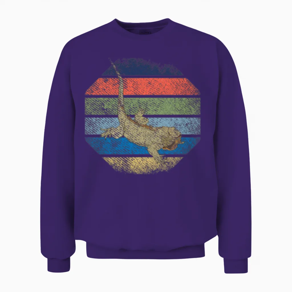 Retro Hexagon Iguana Unisex Sweatshirt in Purple
