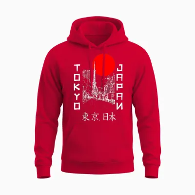 Drapeau Japonais Rétro Souvenir Tokyo Japon Unisex Hoodie - Red