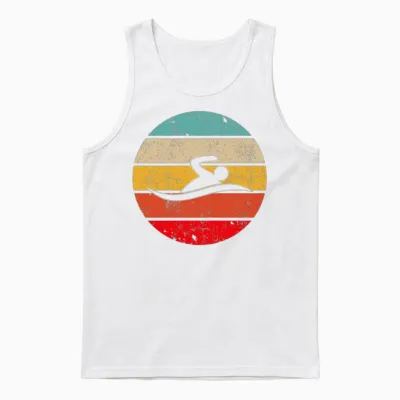 Swimming Retro Unisex Tank Top - White