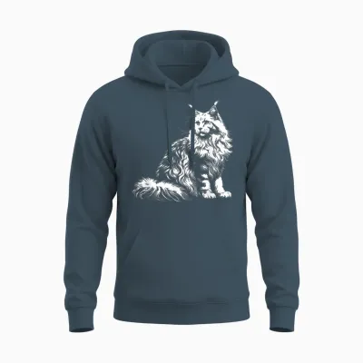 Cat Dad Mom Lover - Monochromatic Maine Coon T-Shirt, Black, S Unisex Hoodie - Dark Heather