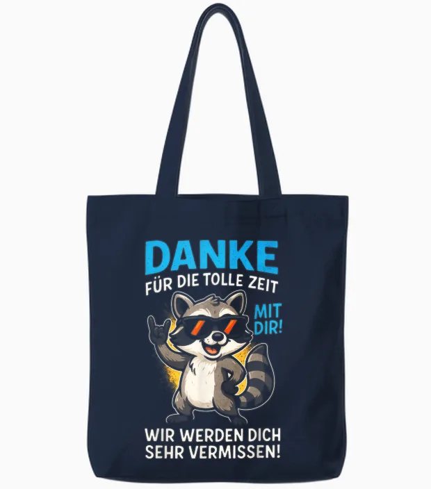 T-Shirt with German Text "danke Für Die Tolle Zeit Mit Dir!" Tote Bags in Navy