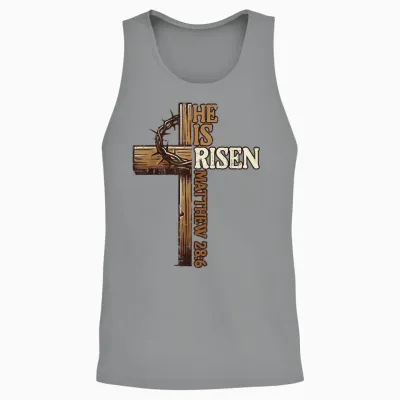 Easter Cross He Is Risen Jesus Christian Men Women Kid Unisex Tank Top - Sport Grey