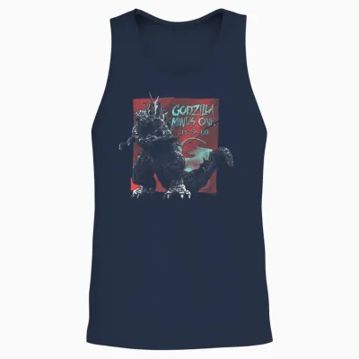 Godzilla Minus One Vintage Torn Movie Ad Godzilla Movie T-Shirt, Black, S Unisex Tank Top - Navy
