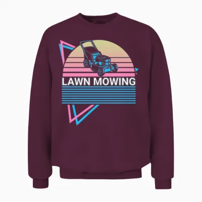Lawn Mowing Retro Unisex Sweatshirt - Maroon