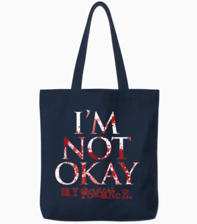 My Chemical Romance I'm Not Ok T-Shirt, Black Tote Bags - Navy