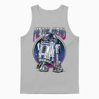 Star Wars R2d2 Metal Head Vintage Disney+ Unisex Tank Top in Ash - 1