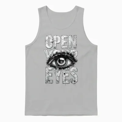 Open Your Eyes Eye Graphic Unisex Tank Top - Ash
