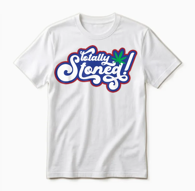 Retro Totally Stoned 420 Weed Marijuana T-Shirt, Black, S Unisex T-Shirt in White