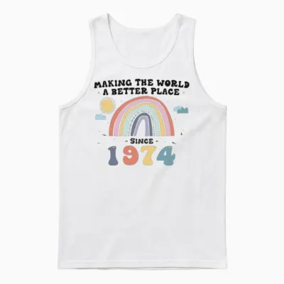 Making the World a Better Place Since 1974, 49th Unisex Tank Top - White