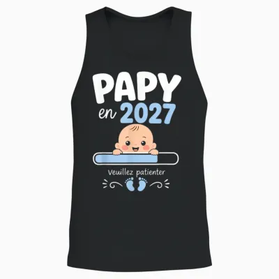 Futur Papy En 2026 Cadeau Annonce Grossesse Grand-Père Unisex Tank Top - Black