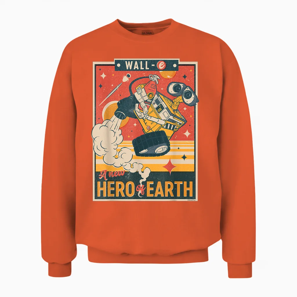Disney and Pixar’s Wall-E a New Hero of Earth T-Shirt Small Unisex Sweatshirt in Orange