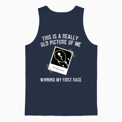 Really Old Picture of Me First Race, Funny Saying Gag Gift Unisex Tank Top - Navy
