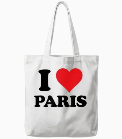 I Heart Paris First Name I Love Custom Stuff Tote Bags - White