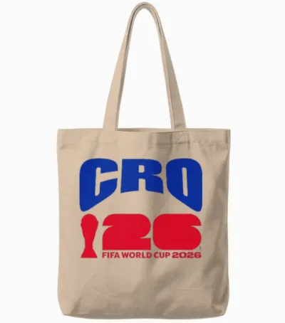 Kids Fifa World Cup26 Croatia Ball in Goal Tote Bags - Natural