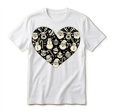 Heart Made of Christmas Shapes – Festive Love Unisex T-Shirt - White
