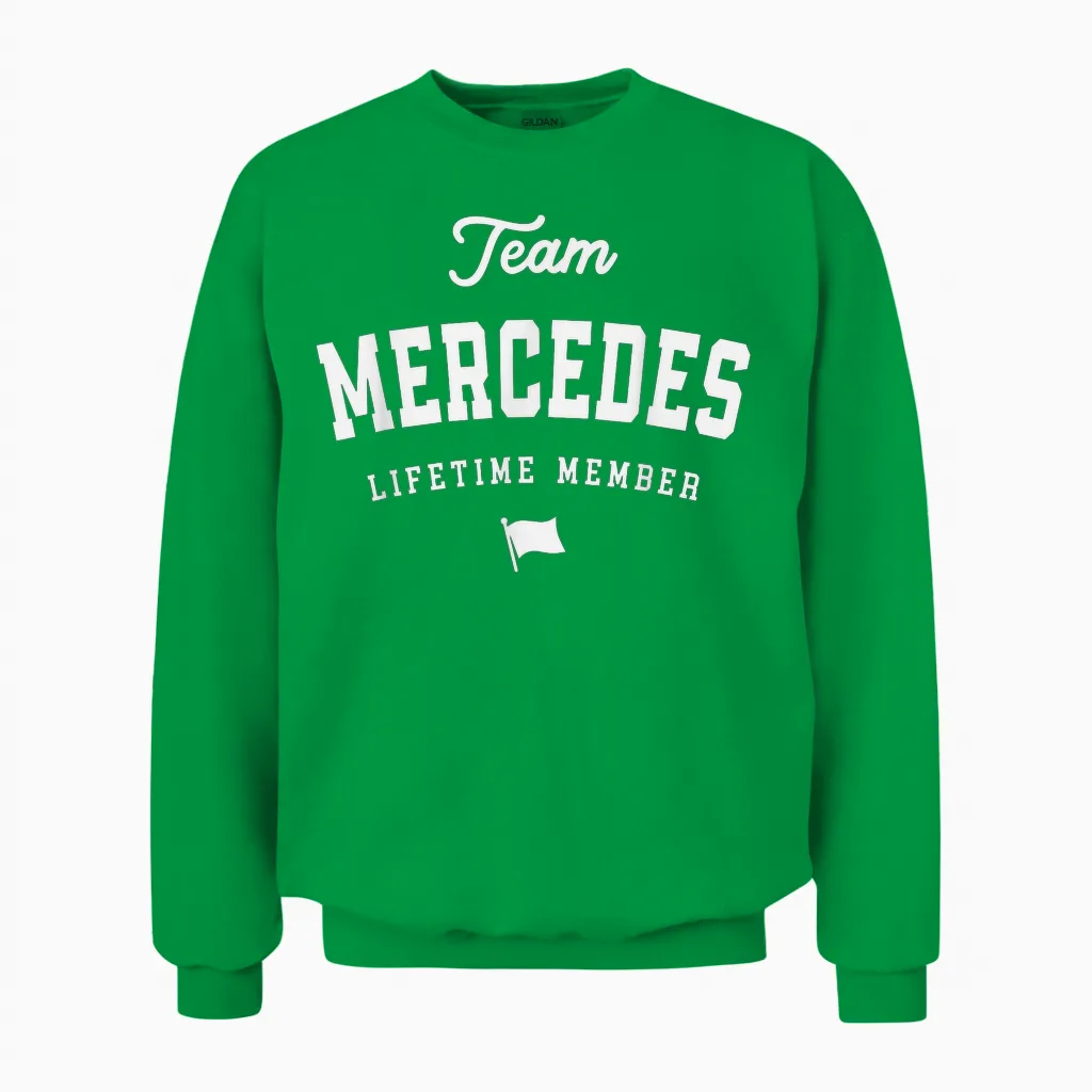 Mercedes Funny Name Mercedes Lifetime Unisex Sweatshirt in Irish Green