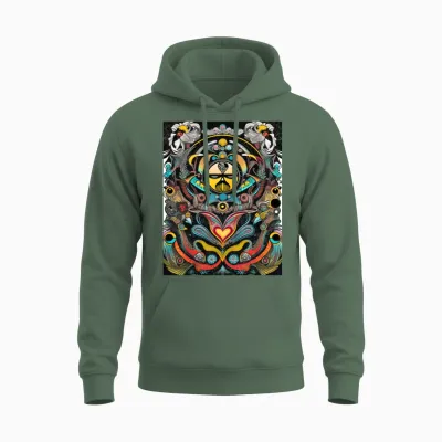 60s Retro Style Unisex Hoodie - Military Green