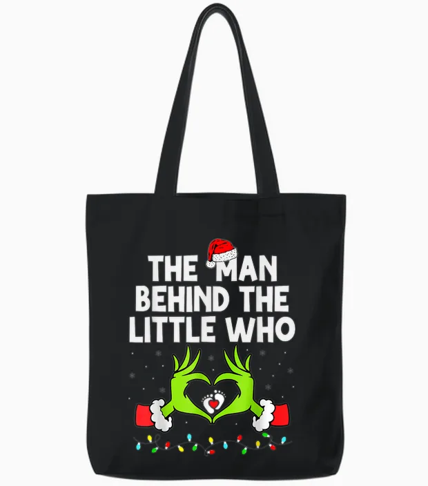 The Man Behind the Little Who Christmas Pregnancy Tote Bags in Black