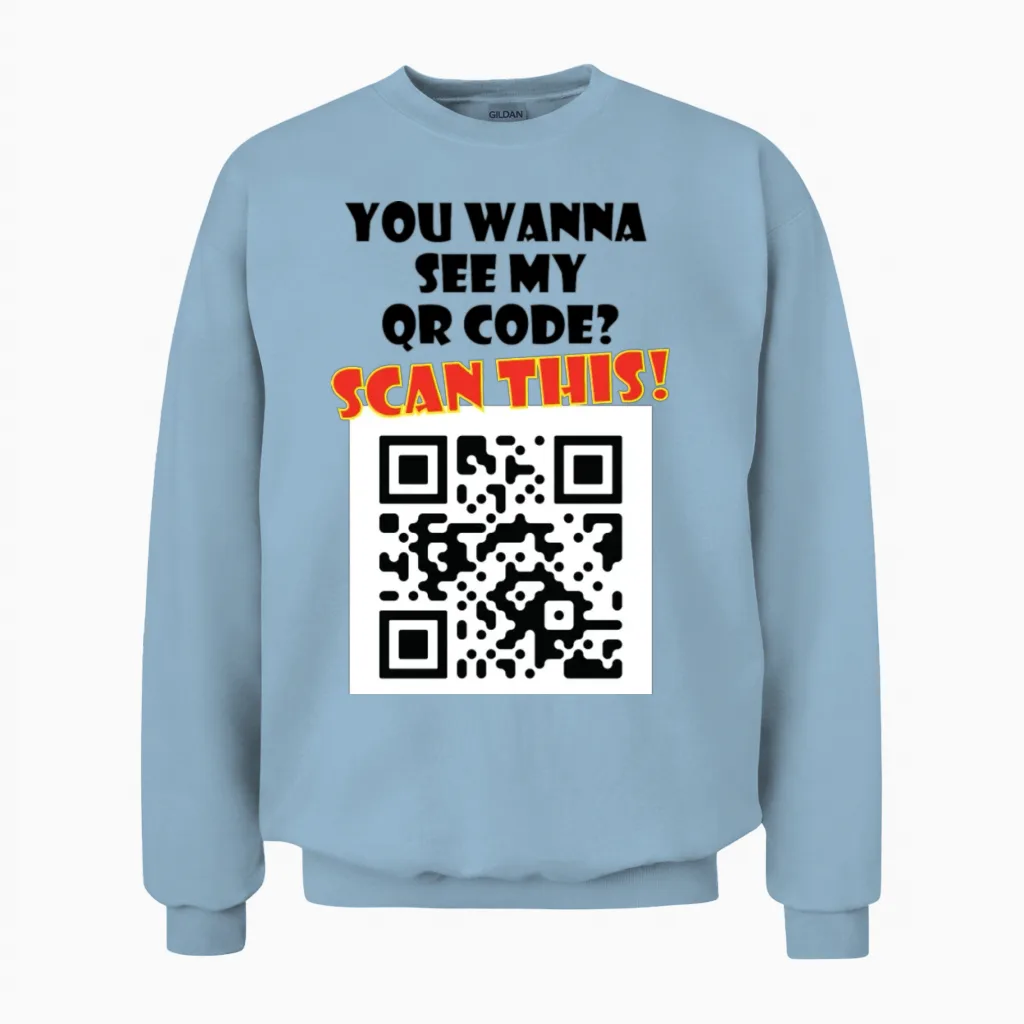 Qrcode Fu Unisex Sweatshirt in Light Blue