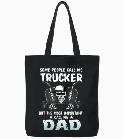 Funny Trucker Dad Tote Bags - Black