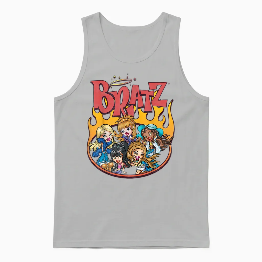 Bratz - Distressed Style - Flames - Retro Style Unisex Tank Top in Ash