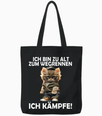 Ich Bin Zu Alt Zum Wegrennen Lustige Männer Frauen Katzen Tote Bags - Black