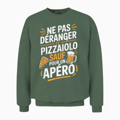 Pizzaiolo Men's Aperitif Humour Gift Idea Pizza Funny Beer Unisex Sweatshirt - Military Green