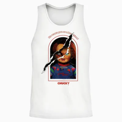 Chucky Split Face Unisex Tank Top - White