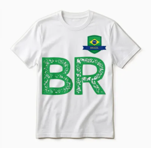 Brazil Flag - Letter B and Letter R - Brazil Ylw Unisex T-Shirt in White