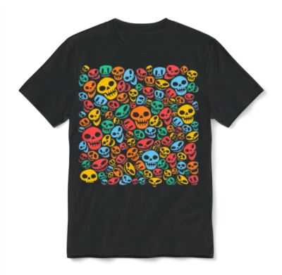 Smiling Funny Skulls Unisex T-Shirt - Black