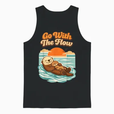 Go with the Flow Sea Otter Retro Animal Unisex Tank Top - Black