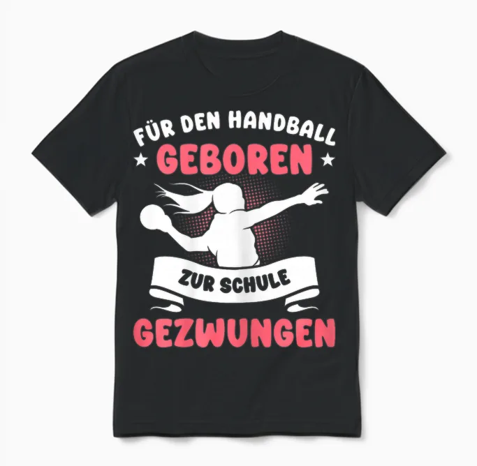 Für Den Handball Geboren Zur Schule Gezwungen Mädchen Unisex T-Shirt in Black
