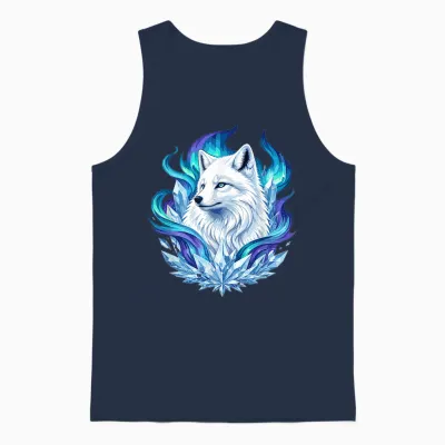 Loup De Glace Mystique Avec Cristaux Et Aurores Boréales Unisex Tank Top - Navy